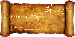 Sziklay Ákos névjegykártya